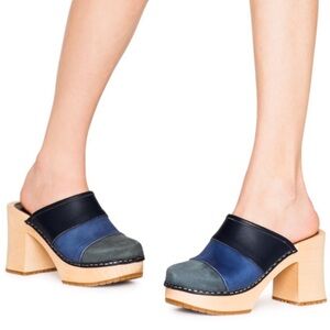 Swedish Hasbeens Color Combo Slip-in Platform Clogs